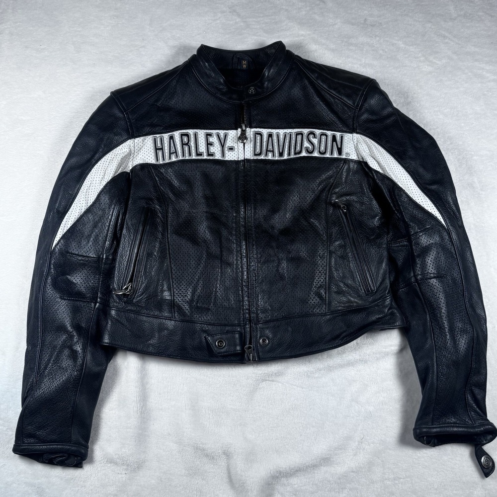 Harley Davidson Women's Black Leather Jacket M Shreveport‎ Perf Rare Show Sample
